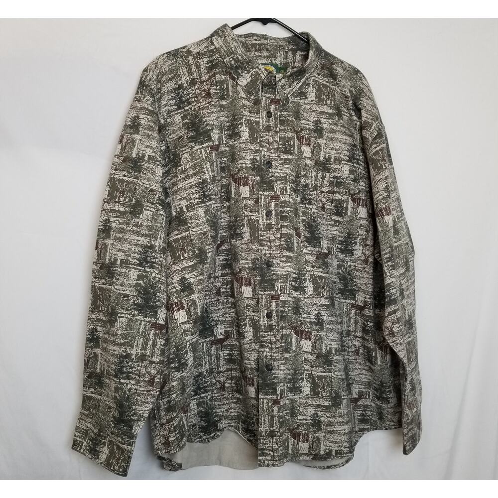 Cabela’s Camo Real Tree Heavy Long Sleeve Button Up Hunting Shirt Men's Size 2XL